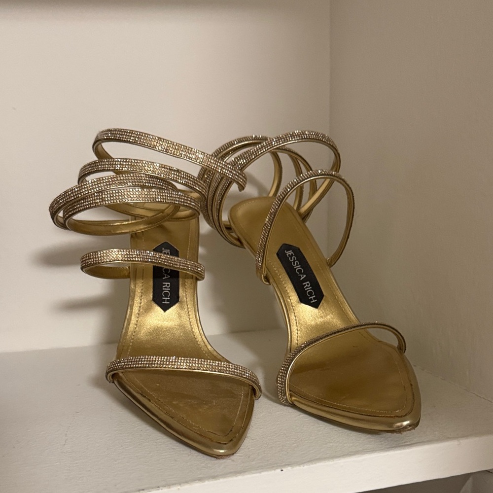 Jessica Rich Radiant Gold Strappy Heels